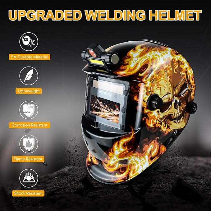 Welding Hood Auto Darkening Welding Helmet with Light True Color 1/1/1/2 Top Optical Clarity Wide Shade 9-13 Welding Mask with Grinding Weld Helmet (KTS-HD104)