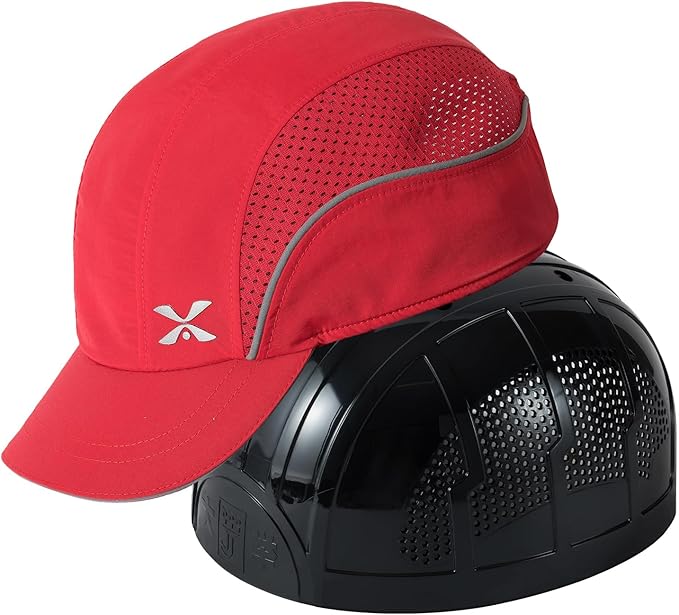 TIHEEN Unisex Safety Bump Cap, Baseball Hat Style with Reflective Stripes Lightweight and Breathable Hard Hat Head Protection Cap
