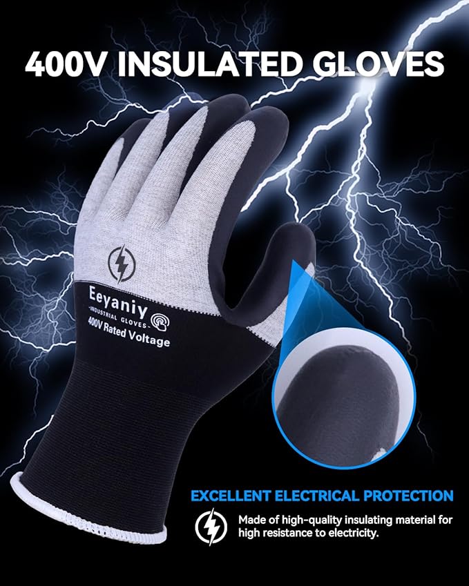 Electrician Gloves 400V Insulated Work Gloves High Voltage Insulated Rubber Non-Slip Electrical Gloves