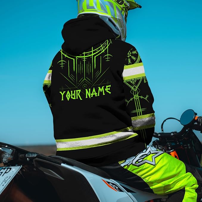 Matedecor Skull High Visibility Shirt Men Reflective Safety Shirts US Flag Custom Name Workwear, Runners, Walkers, Patriotic