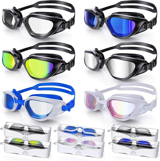 Swim Goggles, Unisex Adult Swimming Goggles Upgraded Anti Fog Anti UV No Leakage Wide View for Men Women Youth