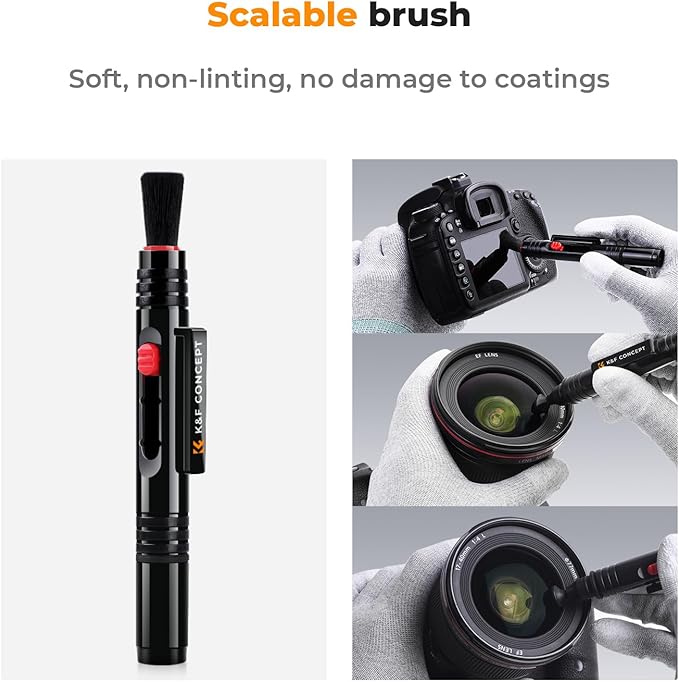 K&F Concept Professional Lens Cleaning Pen*3 with Soft Brush, Carbon Head Lens Cleaning Pen for Canon, Nikon, Pentax, Sony Digital Camera Cleaning,AR VR Glasses Cleaning