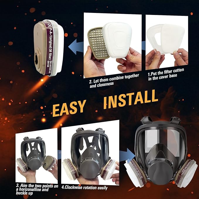 Full Face Gas Mask - Includes 6001 Activated Carbon Filter vs 2097 Filters (Complete Set)