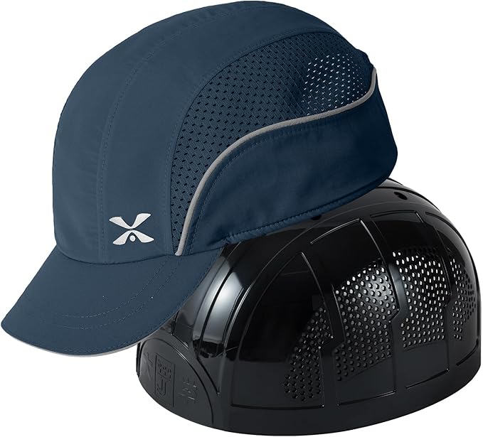 TIHEEN Unisex Safety Bump Cap, Baseball Hat Style with Reflective Stripes Lightweight and Breathable Hard Hat Head Protection Cap
