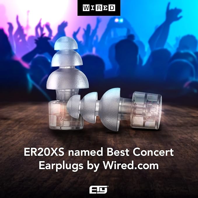 Etymotic Research ER20XS High-Fidelity Earplugs (Concerts, Musicians, Airplanes, Motorcycles, Sensitivity and Universal Hearing Protection) - Large, Clear Stem