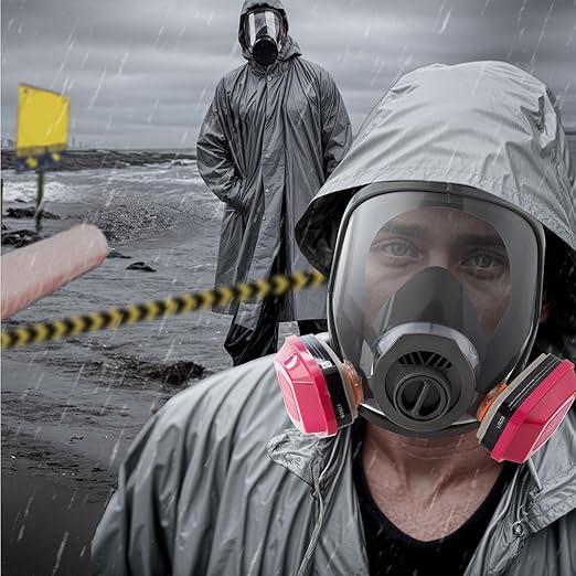 Gas Mask Respirator 2 Pack: Full Face Gas Masks Survival Nuclear and Chemical Reusable Respirator Mask with Filters 60921 & Activated Carbon 40mm Filter for Painting Mold Dust Epoxy Resin Welding