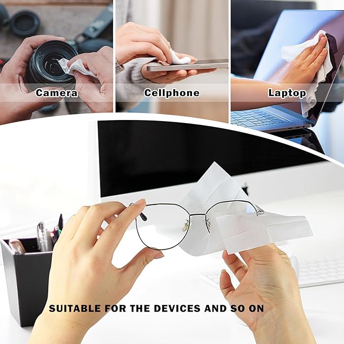 Lens Wipes for Eyeglasses,110 Pack Lens Cleaning Wipes,Individually Wrapped Pre-Moistened Eyeglass Wet Towel,Sracth-Free Streak-Free Eyeglasses Cleaning for Sunglasses, Goggles & Camera Lens