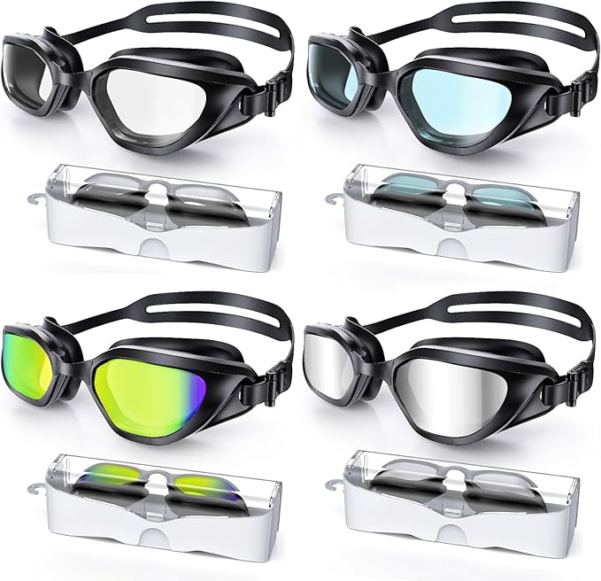 Swim Goggles, Unisex Adult Swimming Goggles Upgraded Anti Fog Anti UV No Leakage Wide View for Men Women Youth