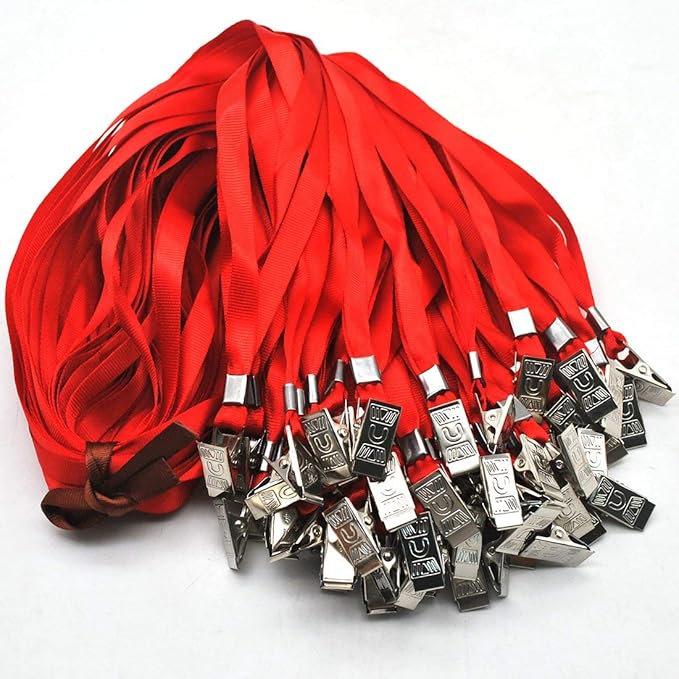 Bird Fiy Black Lanyards 100 Pack 34" Premium Lanyard Bulldog Clips Bulk Nylon Flat Lanyard with Badge Clip