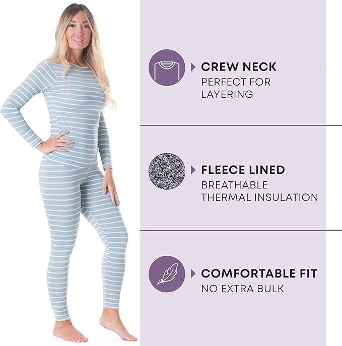 Rocky Thermal Underwear for Women, Long Johns Fleece Lined Set, Shirt & Pants, Base Layer w/Leggings/Bottoms Ski/Extreme Cold