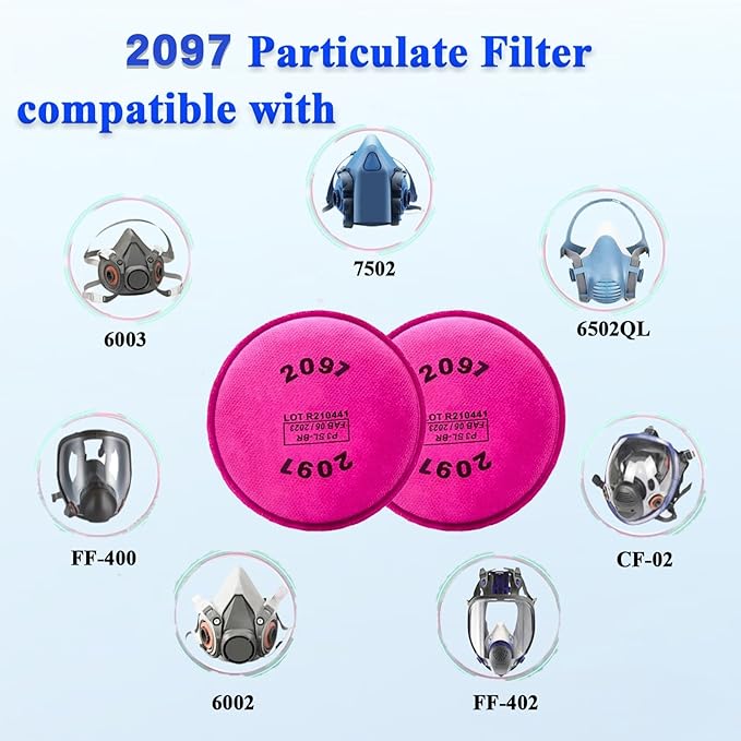 200PCS (100 Pack) 2097 Particulate Filter,2097 Filters Compatible with 6000 6200 6800 7000 FF-402 Series