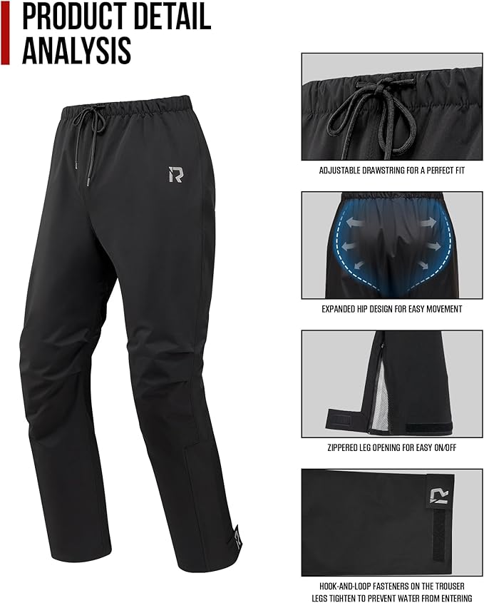 Motorcycle Rain Gear, Rain Suit for Men & Women Waterproof Jacket and Pants Breathable Reflective Raincoat for Fishing, Golf