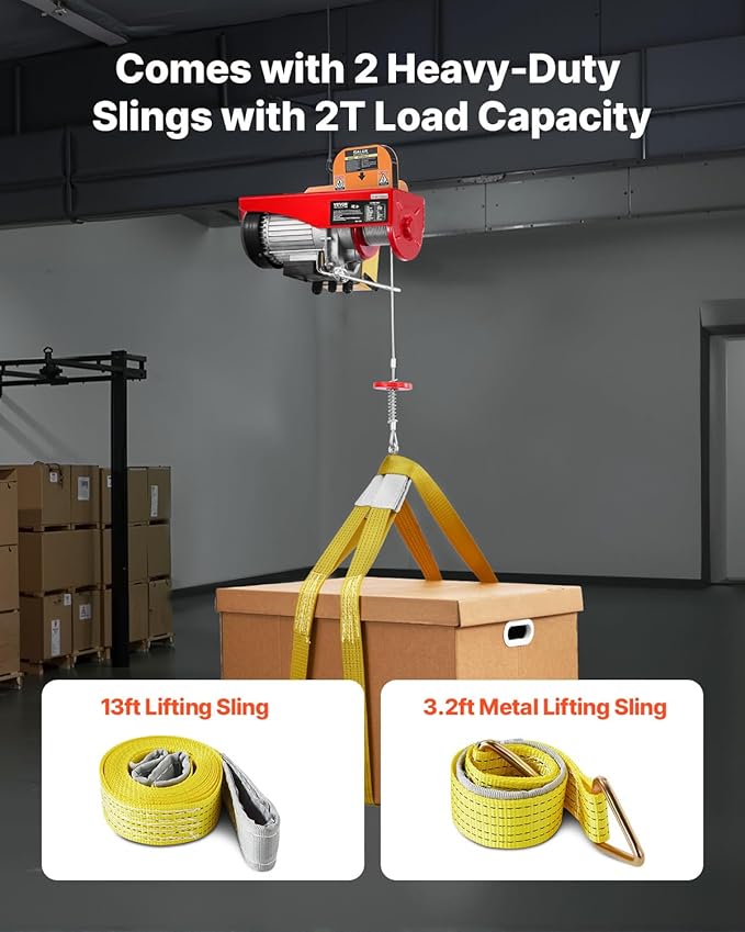 VEVOR Electric Hoist 1760lbs with 14ft Wired Remote Control, Electric Hoist 110 Volt with 40ft Single Cable Lifting Height & Pure Copper Motor, for Garage Warehouse Factory