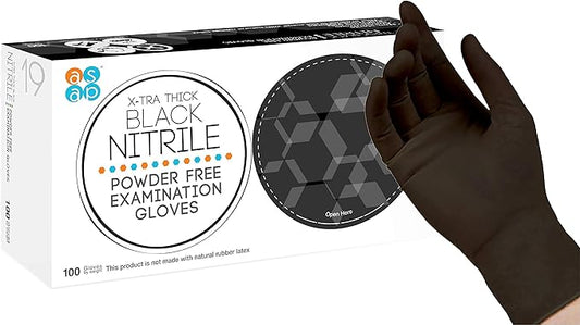ASAP Black Nitrile Gloves Disposable Latex Free 4 Mil, Powder Free, Food Safe, Medical, Tattoo, Cleaning Gloves