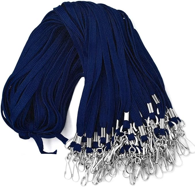 Lanyards 100 Pack Navy Blue Lanyards with Swivel Hook Clips for ID Name Badge Holder (Navy Blue, 100 Pack)