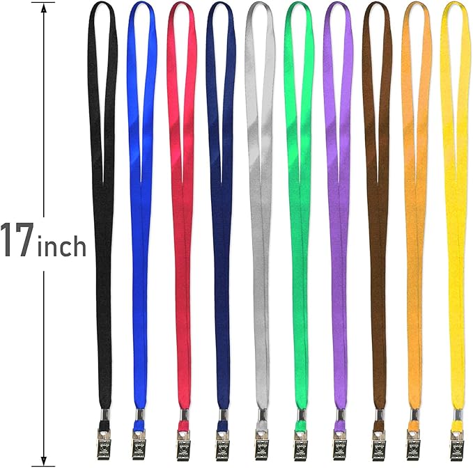 Bird Fiy Black Lanyards 100 Pack 34" Premium Lanyard Bulldog Clips Bulk Nylon Flat Lanyard with Badge Clip