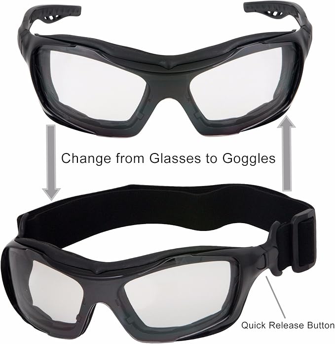 WYND Blocker Motorcycle Riding Glasses Extreme Sports Wrap Sunglasses (Black/Clear)