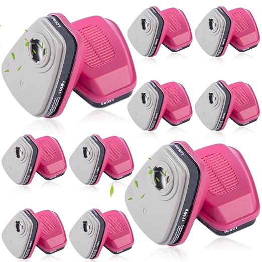 10 Pair Respirator Cartridges & Filters, 60921 Filter Cartridge, Against Organic Vapors, Formaldehyde, Acid Gases, Paint, Respirator Filters for 6200, 6800, 7502, 4008 Series