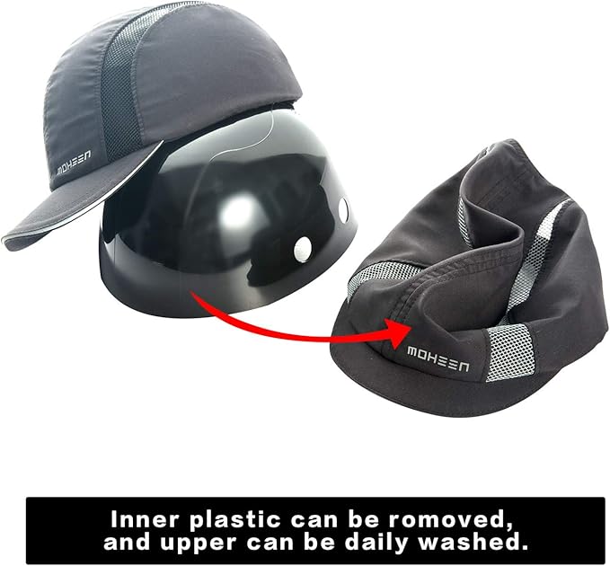 MOHEEN Safety Bump Cap, Baseball Hat Style with Reflective Stripes Lightweight and Breathable Hard Hat Head Protection Cap