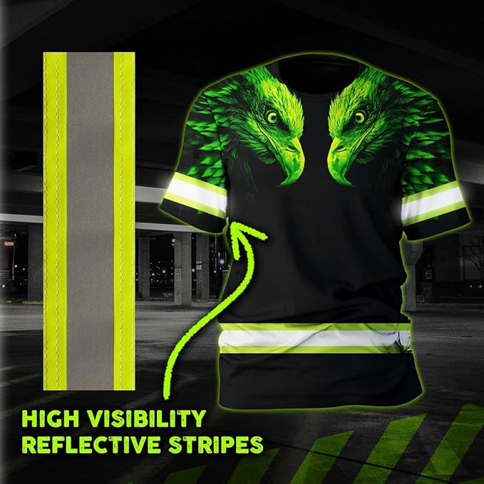 Maddly High Visibility US Flag Collection Safety Workwear Custom Name for Workers, Runners, Truckers, Patriotic