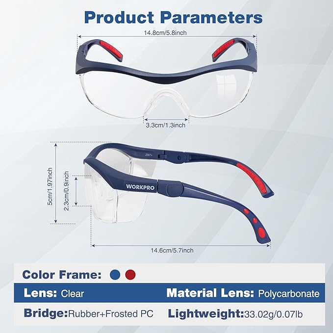 WORKPRO 3 pack Safety Glasses Z87.1 Anti Fog Eye Protection Safety Goggles Ideal for Lab Travel Dental Carpentry Construction