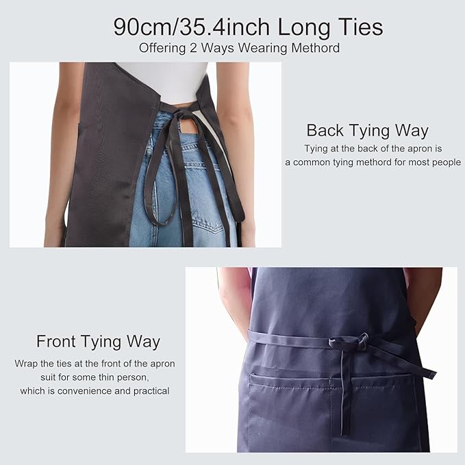 Kitchen Bib Apron for Women Men with Pockets Chef Art Aprons for Cooking Painting Pottery Ceramics