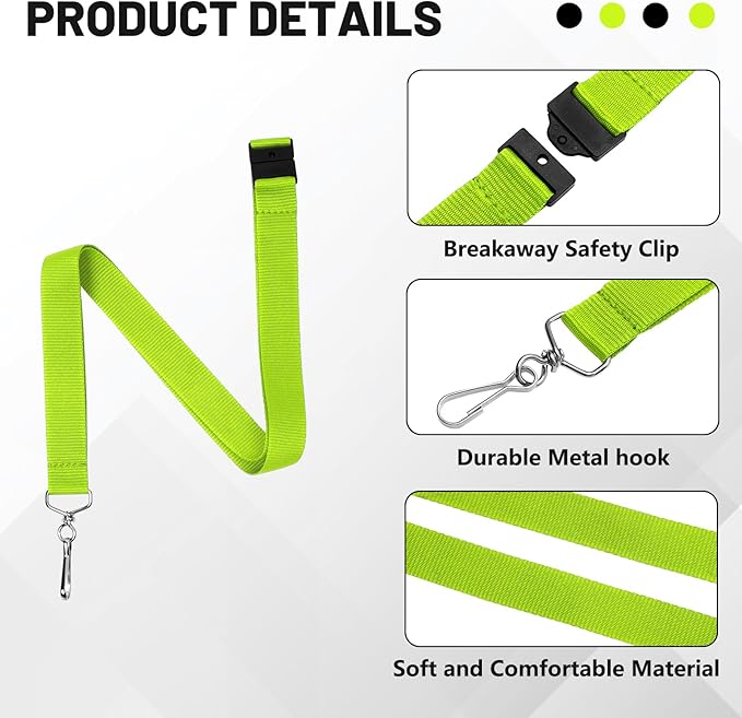 24-Pack Breakaway Lanyards, Polyester Neck Straps for ID Cards, Keys, Office, School & Events