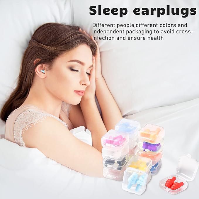 Tondiamo 150 Pairs Ear Plugs Bulk Individually Wrapped Silicone Ear Plugs with Carry Case Soft Reusable Noise Cancelling Earplugs for Sleeping Swimming Concerts Shooting Noise Reduction(Multicolor)
