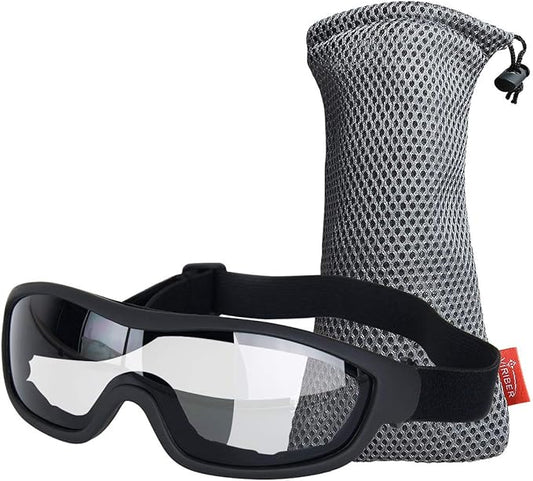 Viriber Unisex Motorcycle Goggles - Transparent, Adjustable, Scratch-Resistant Lens, UV 400 Protection, Anti-Collision