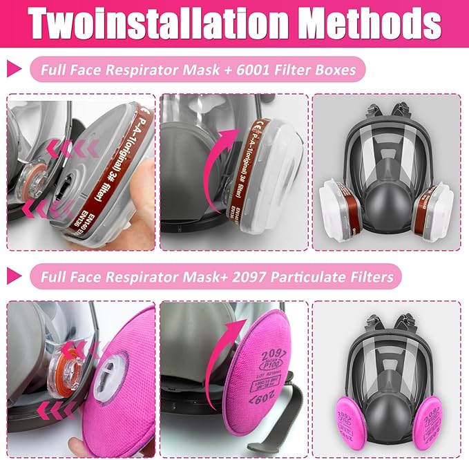 Full Face Respirator Mask, Reusable Respirator Mask with Filters，6800 Anti Fog Dust Gas Mask, for Spray Paint, Welding