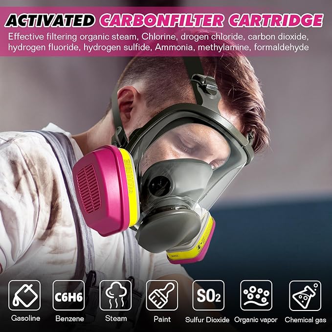 (30 Pairs) 60923 Respirator Cartridge,for Half and Full Face Respirator Mask 6200,7502,6800 Series,Effective Filtering Acid Gases,Organic Vapors,Chemical.