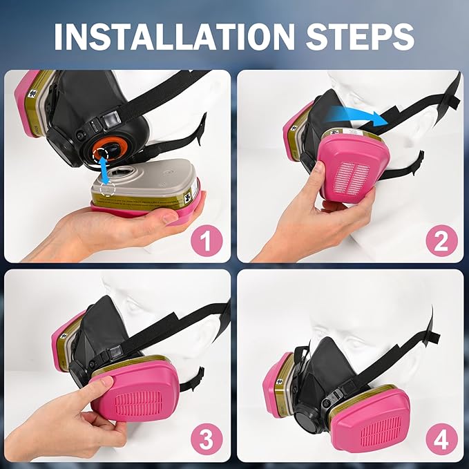 Respirator Gas Mask With 6001 Filters, Gas Masks Survival Nuclear and Chemical for Painting, Organic Vapors