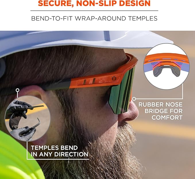 Ergodyne Skullerz AEGIR Polarized Safety Sunglasses with Fog Off+, Anti Fog Safety Glasses, Anti Scratch Mirror Lens