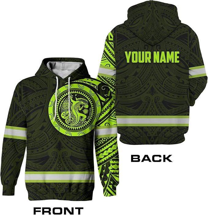 Matedecor Skull High Visibility Shirt Men Reflective Safety Shirts US Flag Custom Name Workwear, Runners, Walkers, Patriotic