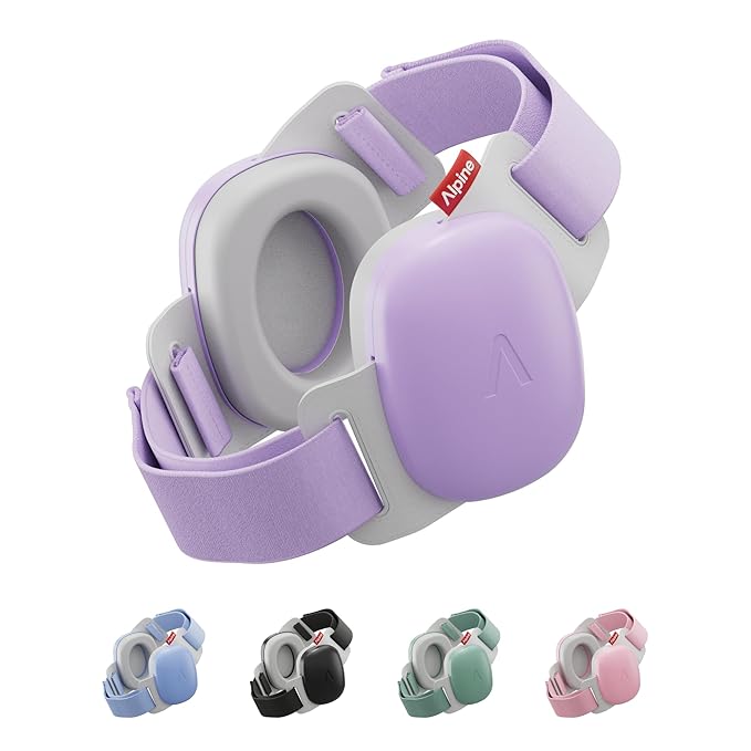 Alpine Muffy Baby Comfort - Protects Hearing for Babies and Toddlers - CE & ANSI Certified - Unique Headband for Safe fit & Comfort, Multi-adjustable for Ages 3-48 Months, 24dB Sound Reduction, Purple