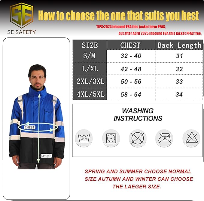 sesafety Hi Vis Rain Jacket, Rain Suits for Men Waterproof withBlack Bottom, Rain Coats for Men Interior Mesh, Class 3 HighVisibility Rain Gear,Removable Hood