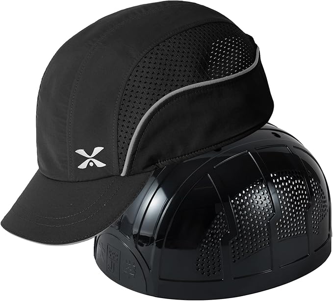 TIHEEN Unisex Safety Bump Cap, Baseball Hat Style with Reflective Stripes Lightweight and Breathable Hard Hat Head Protection Cap