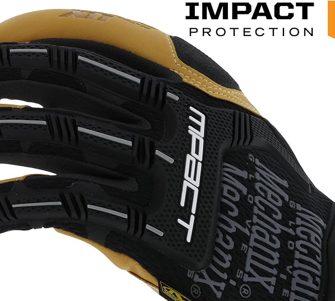 Mechanix Wear Material4x M-Pact Gloves - Abrasion-Resistant Gloves for Hand Safety - Machine Washable - Breathable - Secure Fit - Tear-Resistant - Durable - Brown/Black - Small