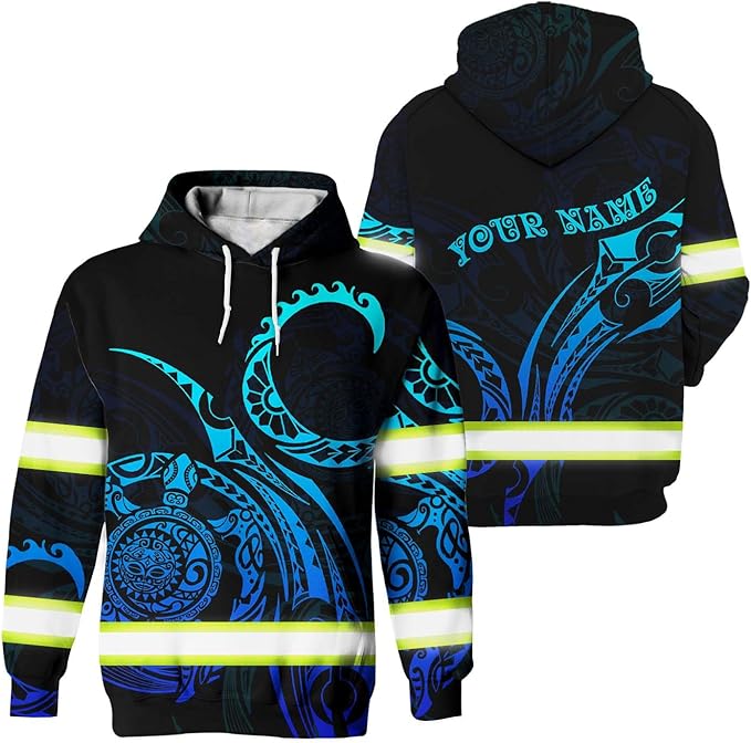 Matedecor Skull High Visibility Shirt Men Reflective Safety Shirts US Flag Custom Name Workwear, Runners, Walkers, Patriotic