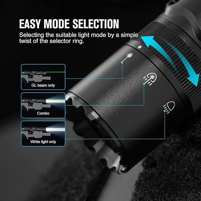 OLIGHT Odin GL M 1500 Lumens MLOK Mount Rechargeable Tactical Flashlight with Green Beam and White LED Combo, Removable Slide Rail Mount and Dual-Button Remote Pressure Switch