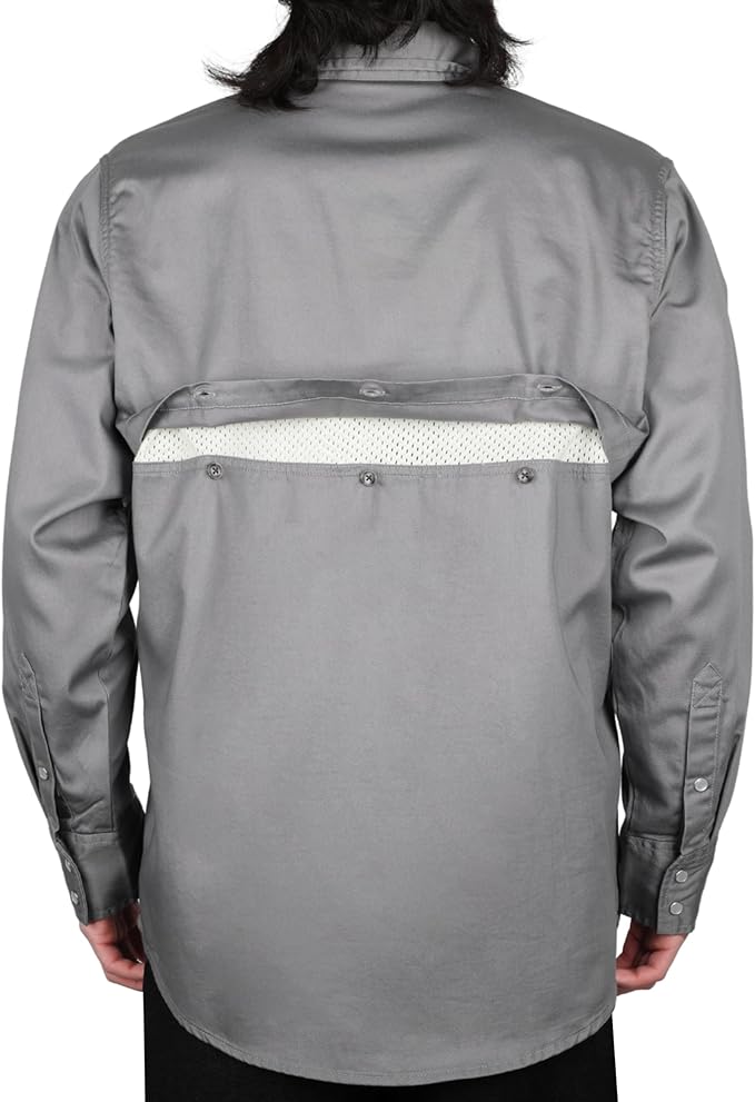VATRENUS FR Shirts for Summer Pearl Snaps Breathable Vented Mesh Back and Underarm Lightweight Flame Resistant Welding Shirt
