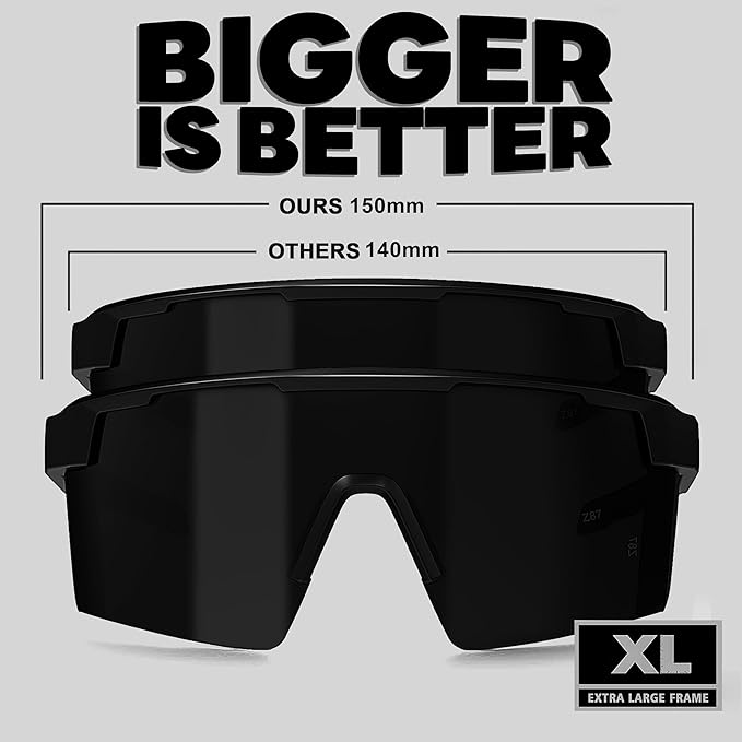 WISTON XL Z87 Sunglasses for Big Wide Heads Men Women,TR90 Ultralight UV400 Protection Sun Glasses Z8224