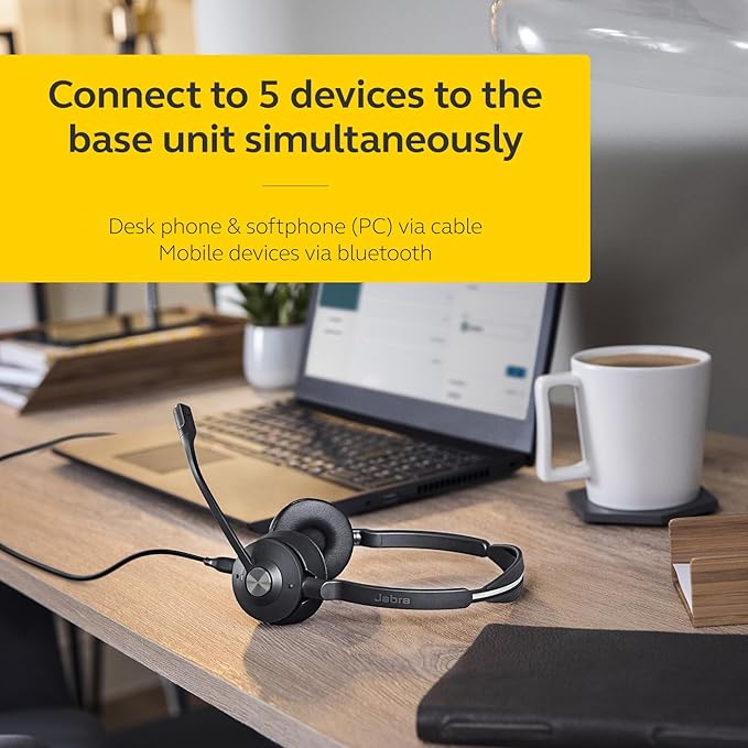 Jabra Engage 75 SE (Second Edition) Wireless Headset, Dual-Ear – Telephone Headset with Industry-Leading Wireless Performance, Advanced Noise-Cancelling Microphone, All Day Battery Life - Black