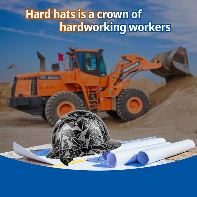 Full Brim Hard Hat - OSHA Safety Helmet Durable Lightweight Carbon Fiber Hard Hat, 6-Point Ratchet Suspension Protective Gear for Men and Women