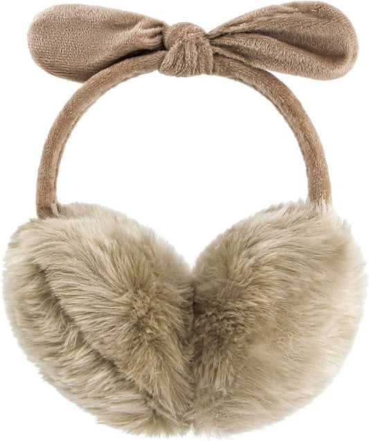 POXIMI Women Winter Earmuffs Girl Ski Adjustable Ear Covers for Cute Bow Ear Warmer Outdoor Earmuff Fleece Lining