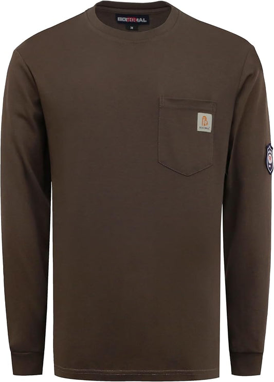 BOCOMAL FR Shirts Lightweight Classic Crew Long Sleeve Fire Resistant Shirt CAT2