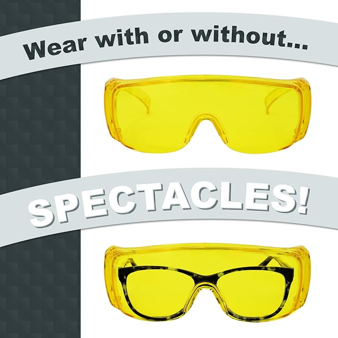 BISON LIFE Diamont Vented Over Glasses Safety Glasses | Meets ANSI Z87.1, Impact Resistant Polycarbonate Lens
