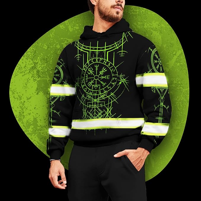 Matedecor Skull High Visibility Shirt Men Reflective Safety Shirts US Flag Custom Name Workwear, Runners, Walkers, Patriotic