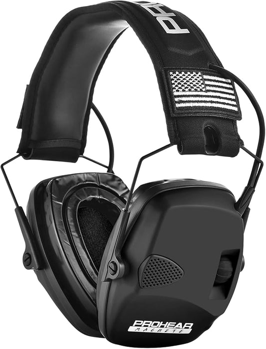 PROHEAR Electronic Ear Protection with Gel Pads for Shooting with 4X Sound Amplification, Gun Range Hearing Protection Muffs, NRR 23dB Noise Reduction Headphones for Hunting, Black