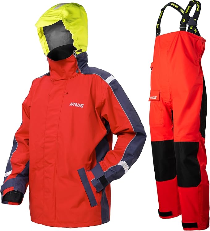 Men’s Waterproof Sailing Jacket & Bib Set – Coastal Breathable Hard Shell, Hi-Vis Hood, Cordura Reinforced
